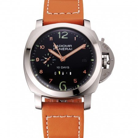 Panerai Radiomir Stainless Steel Bezel Orange Leather Bracelet  622317