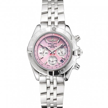 Breitling Chronomat Quartz Pink Dial Stainless Steel Case And Bracelet