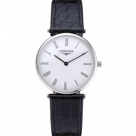 Longines La Grande Classique White Dial Black Leather Band Homme  622127