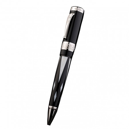 MontBlanc Black And Silver Design Ballpoint Pen With MB Engraving