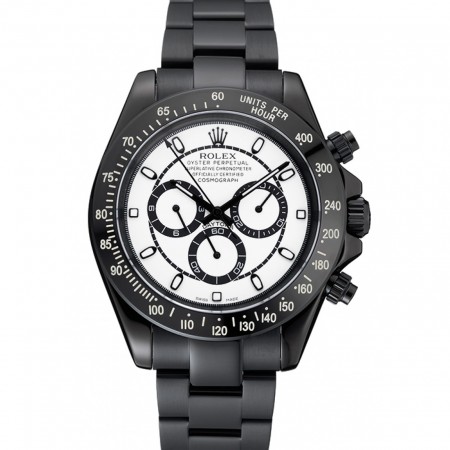 Rolex Cosmograph Daytona White And Black Dial Black Stainless Steel Case And Bracelet  1454249