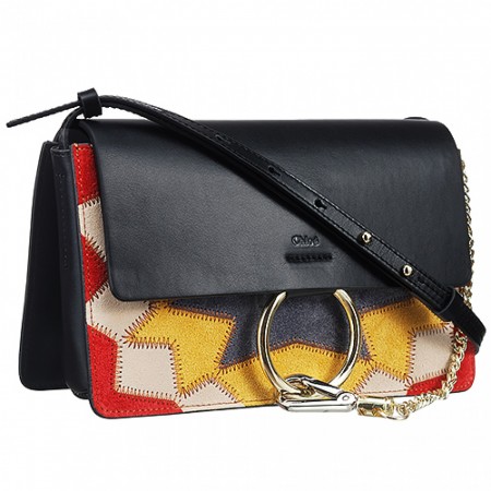 Chloe Small Faye Patchwork Suede Black Bag 18927054
