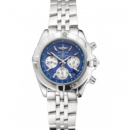 Breitling Chronomat Quartz Blue Dial Stainless Steel Case And Bracelet