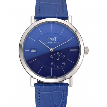 Piaget Altiplano Silver Case Blue Dial Blue Leather Bracelet  622630