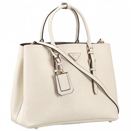 Prada Saffiano Double Tote White