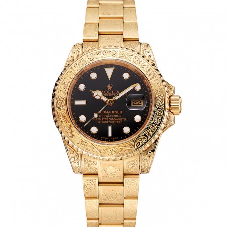 Rolex Submariner Skull Limited Edition Black Dial Gold Case And Bracelet 1454071