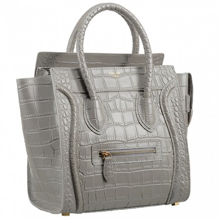 Celine Micro Luggage Crocodile Grey