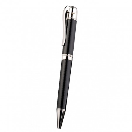 MontBlanc Silver Tipped And Rimmed Black Enamel Ballpoint Pen With MB Engraving