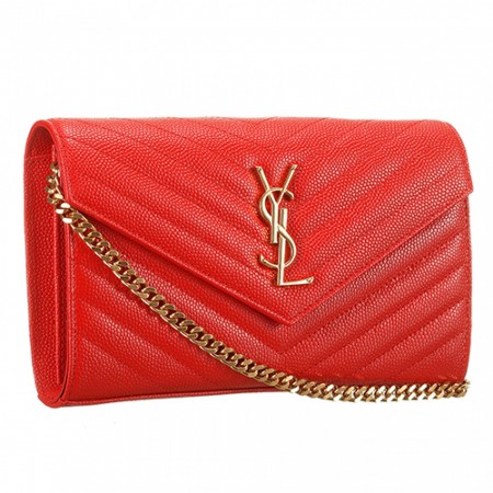 Saint Laurent Classic Monogramme Chain Wallet Red