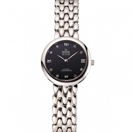 Omega De Ville Prestige No Date Dark Grey Dial With Diamonds Stainless Steel Case And Bracelet