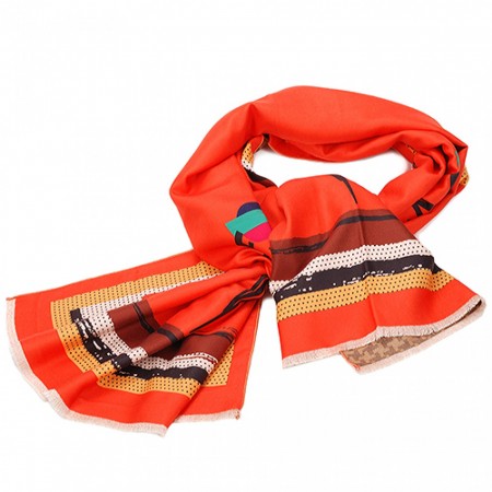 Fendi Red Orange Pirouette Scarf 621717
