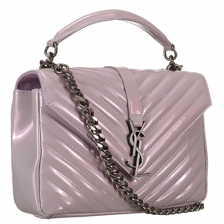 Saint Laurent College Monogram Patent Leather Medium Dusty Rose Bag 18927012