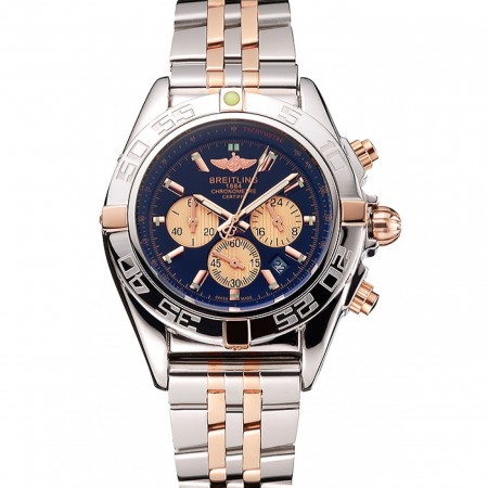 Breitling Chronomat 44 Black Dial with White Subdials 2 Tone Stainless Steel Bracelet  622509