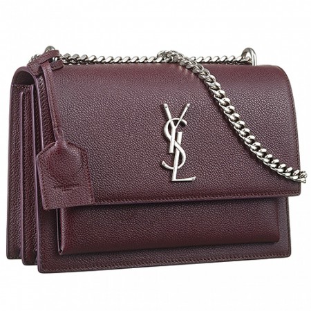 Saint Laurent Sunset Burgundy Leather Medium Bag 18927395