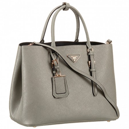 Prada Saffiano Double Tote Grey