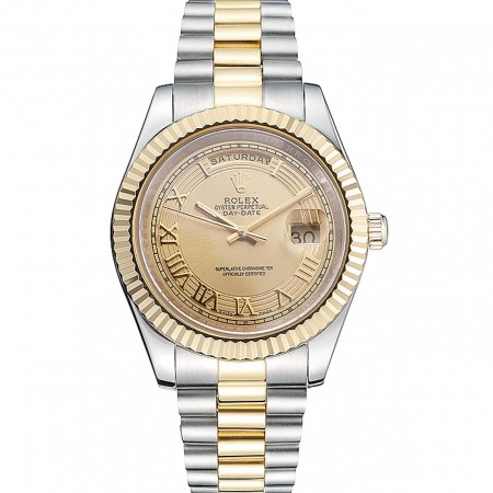 Rolex Day-Date Two Tone Stainless Steel 18k Gold Plated Gold Dial