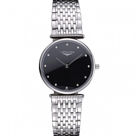 Longines La Grande Classique Stainless Steel Black Dial Diamond Markers Homme  622111