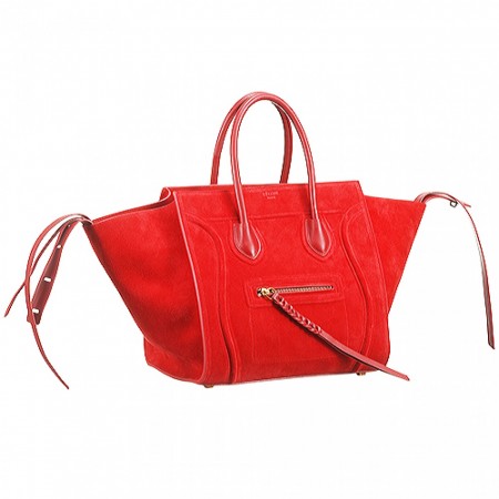 Celine Phantom Luggage Suede Leather Red
