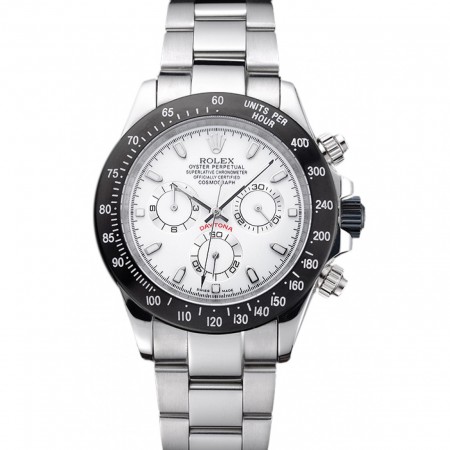 Rolex Daytona Stainless Steel Black Enameled White Dial