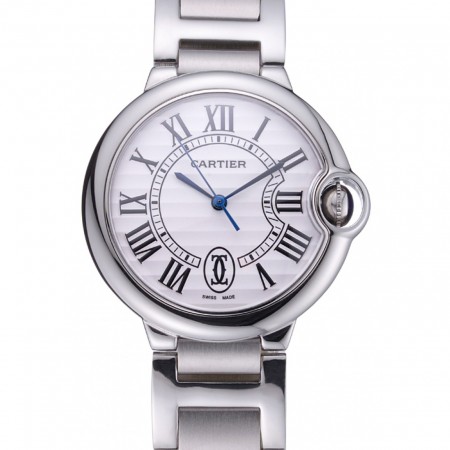 Swiss Cartier Ballon Bleu de Cartier White Dial Roman Numerals Stainless Steel Bracelet  622555