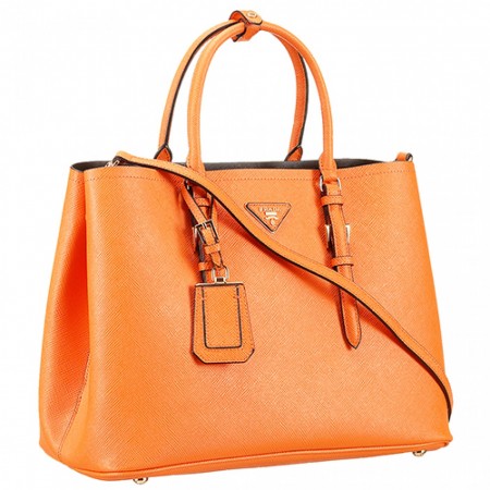 Prada Saffiano Double Tote Orange