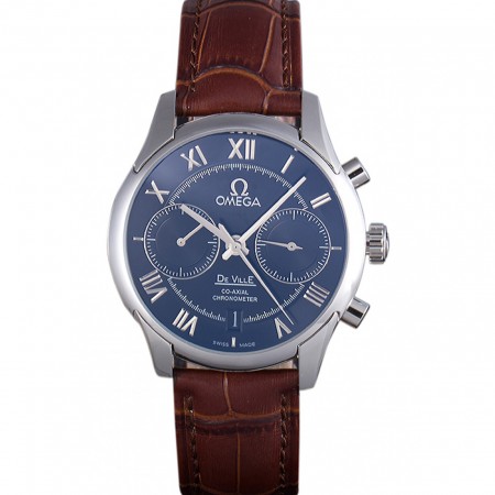 Omega DeVille Silver Bezel with Grey Dial and Brown Leather Strap  621567
