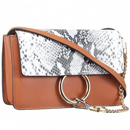 Chloe Faye Small Bag Tan and Python Pattern
