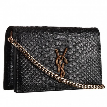 Saint Laurent Monogram Crossbody Python Leather Gold Hardware Black Medium Bag 18926862