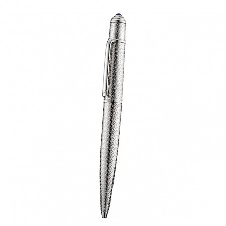 Cartier Fully Grooved Pattern Silver Ballpoint Pen  622776