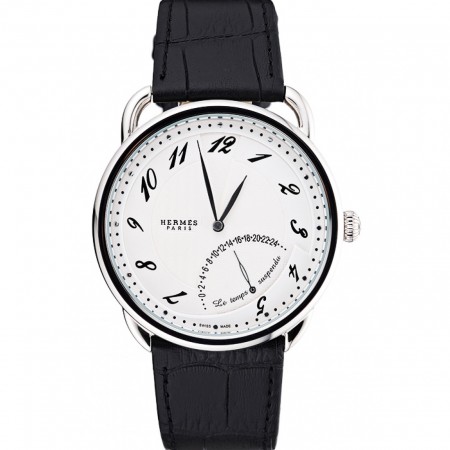Hermes Classic Croco Leather Strap White Dial 801403