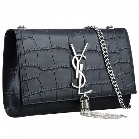 Saint Laurent Croc Stamped Monogram Small Black Bag 18927149