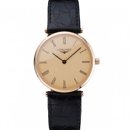 Longines La Grande Classique Champagne Dial Black Leather Band Homme  622123
