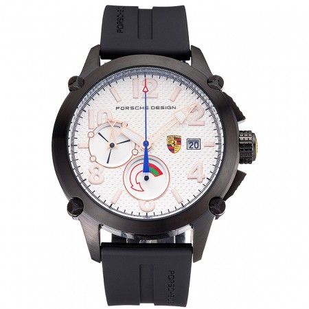 Porsche Design Indicator White Dial Black Case Black Rubber Strap