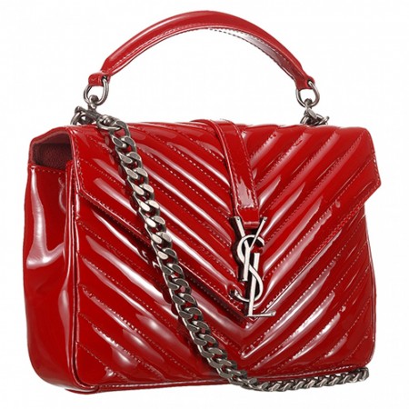 Saint Laurent College Monogram Patent Leather Medium Dark Red Bag 18927011