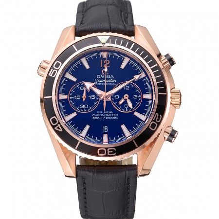 Omega Seamaster Planet Ocean Chronograph Ceragold Black Dial  622391
