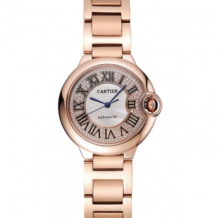 Swiss Cartier Ballon Bleu 40 MM Diamond Dial Rose Gold Bracelet 1453883
