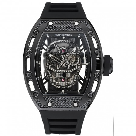Richard Mille  Tourbillon Skull RM 052 Black Case Black Rubber Bracelet  1454260