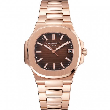 Swiss Patek Philippe Nautilus Dark Brown Dial Stainless Steel Bracelet 1453949