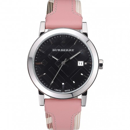 Burberry The City Classic Black Dial Pink Bracelet  622561
