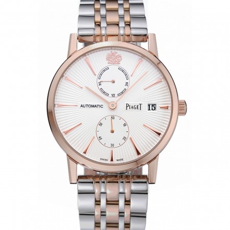 Piaget Altiplano White Dial Rose Gold Case Two Tone Stainless Steel Bracelet  1454231