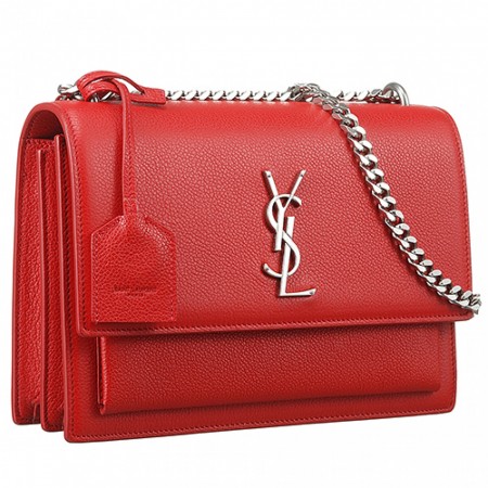 Saint Laurent Sunset Red Leather Medium Bag 18927396
