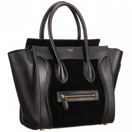 Celine Mini Luggage Black Leather/Suede Leather
