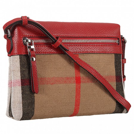 Burberry House Check And Red Leather Crossbody Bag 18926899