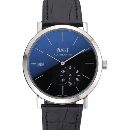 Piaget Altiplano Silver Case Black Dial Black Leather Bracelet  622629