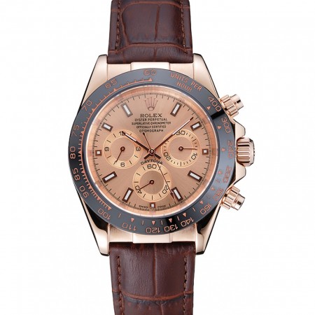 Rolex Cosmograph Daytona Brown Dial Rose Gold Case Brown Leather Bracelet  1454243