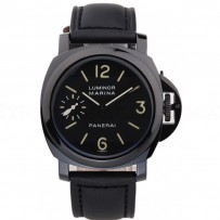 Panerai Luminor Marina Black Dial Black Stainless Steel Case Black Leather Bracelet