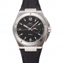 Swiss IWC Big Ingenieur 7-Day Power Reserve Black Dial Silver Case Black Leather Bracelet 1453925