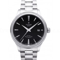 AAA Replica Tudor Style 38mm Black Dial Steel Strap Mens Watch 12500-1