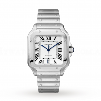 Swiss Santos de Cartier watch, Large model, automatic, steel, interchangeable metal and leather bracelets
