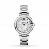 Swiss  Ballon Bleu de Cartier watch, 33 mm, steel, diamonds